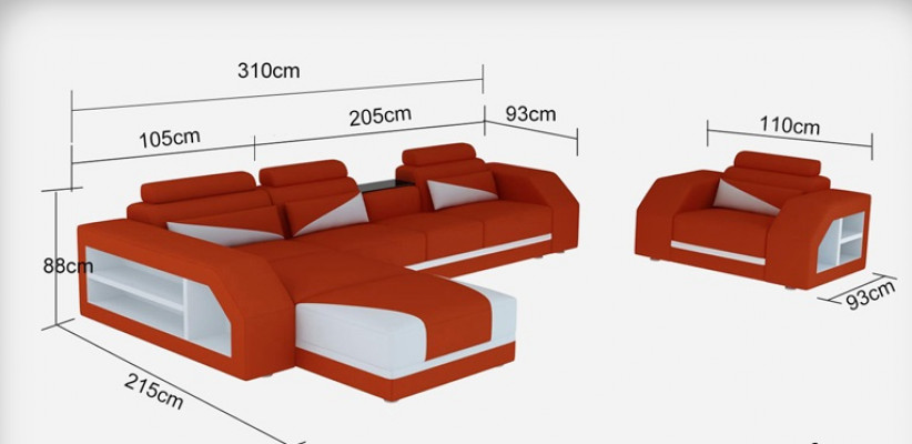 Canapé d'angle en cuir avec USB Suite Canapés Canapés Tapisserie Fauteuil paysage vivant Coin