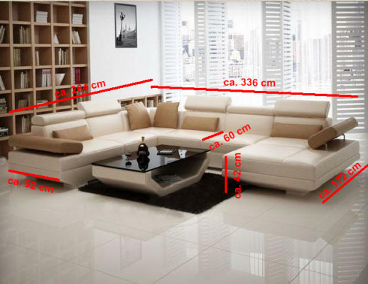 Canapé d'angle avec USB Canapé paysager en cuir Canapés d'ameublement Coin siège Suite