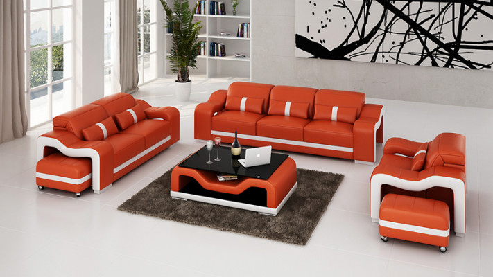 Canapé en cuir Canapé Canapé Espace de vie 3+2+1 places Suite Ensemble de canapés Sofa
