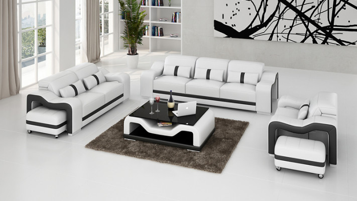 Canapé en cuir Canapé Canapé Espace de vie 3+2+1 places Suite Ensemble de canapés Sofa