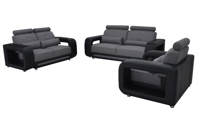 Canapé avec USB Suite Canapé Revêtement de siège Design Ensemble complet en cuir tissu neuf