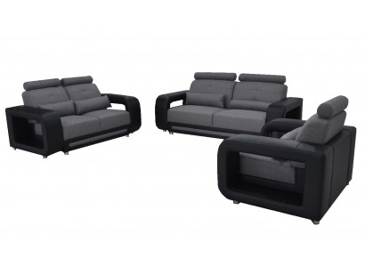 Canapé avec USB Suite Canapé Revêtement de siège Design Ensemble complet en cuir tissu neuf