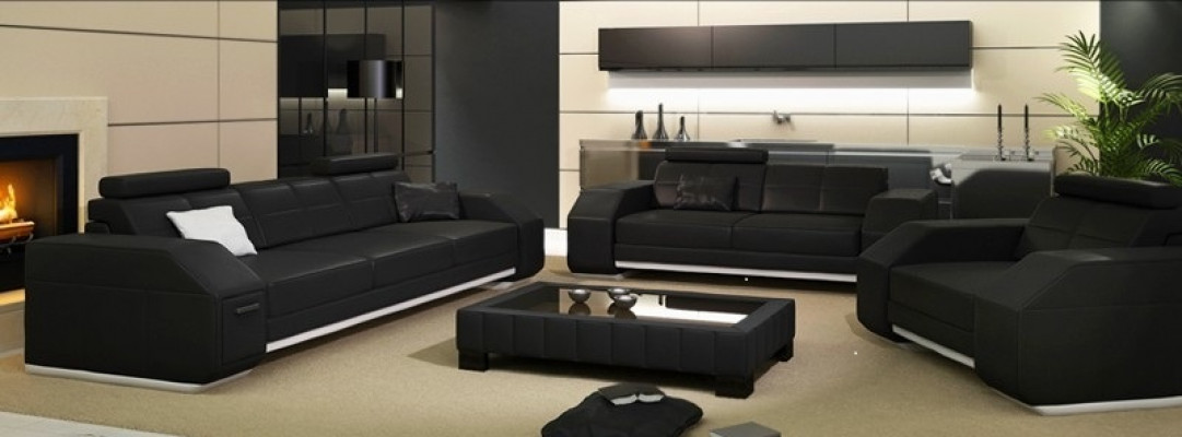 Ensemble de canapé avec USB Sofa Couch Upholstery Seat Suite 3+2+1 Paysage de vie en cuir