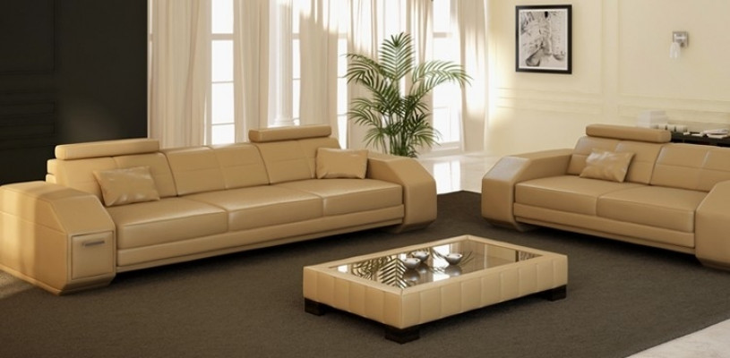 Ensemble de canapé avec USB Sofa Couch Upholstery Seat Suite 3+2+1 Paysage de vie en cuir