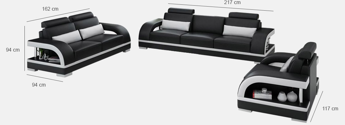 Canapé design en cuir ensemble de canapés USB 3+2+1 canapé suite canapé nouveau ensemble