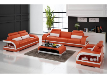 Ensemble de canapé design en cuir avec prise USB Ensemble 3+2+1 Ensemble de canapés Suite Sofa
