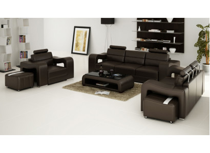 Canapé en cuir canapé Salon paysage 3+2+1 Suite design Moderne Canapé USB nouveau