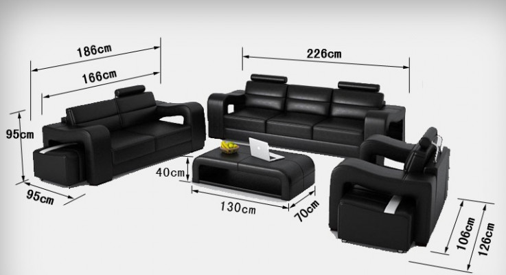Canapé en cuir canapé Salon paysage 3+2+1 Suite design Moderne Canapé USB nouveau