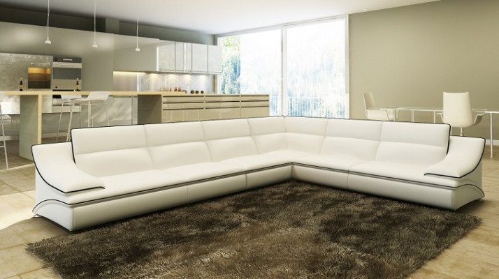 Canapé en cuir Canapé Paysage vivant Canapé d'angle Suite d'angle Design Canapé moderne USB A1160
