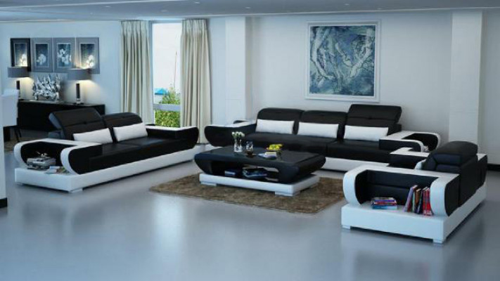 Ensemble de canapé Canapé Rembourrage Siège en cuir Suite 3+2+1 Ensemble de canapé moderne avec USB.
