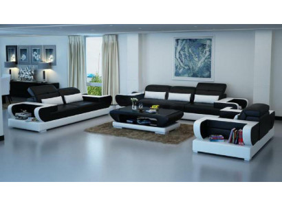 Ensemble de canapé Canapé Rembourrage Siège en cuir Suite 3+2+1 Ensemble de canapé moderne avec USB.