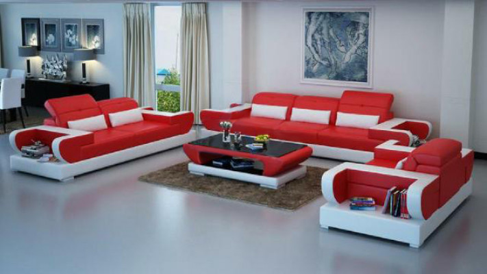 Ensemble de canapé Canapé Rembourrage Siège en cuir Suite 3+2+1 Ensemble de canapé moderne avec USB.
