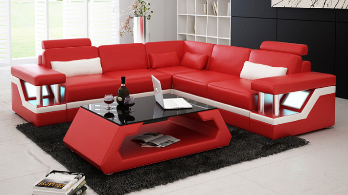 Canapé en cuir avec USB Salon en forme de paysage Canapé d'angle Ensemble de coin Canapé Canapé design L6002B