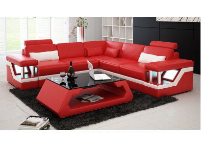 Canapé en cuir avec USB Salon en forme de paysage Canapé d'angle Ensemble de coin Canapé Canapé design L6002B