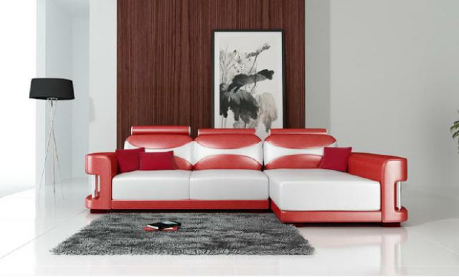 Canapé d'angle avec USB Suite Tissu en cuir d'ameublement et chaise longue du salon.
