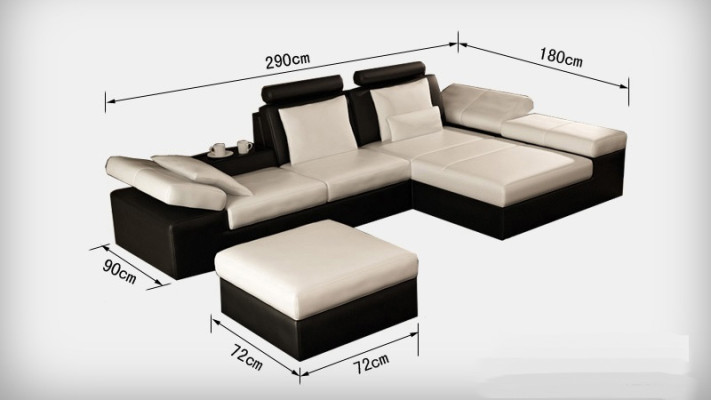 Canapé en cuir. Canapé avec USB. Paysage vivant. Canapé d'angle. Suite Design. Canapé moderne K5014C.