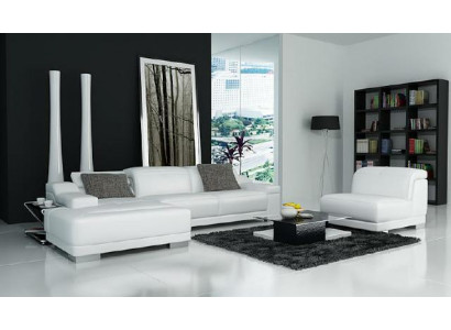 Paysage vivant Coin de rembourrage Canapé d'angle avec USB, Suite Landschaft en cuir neuf /2711B