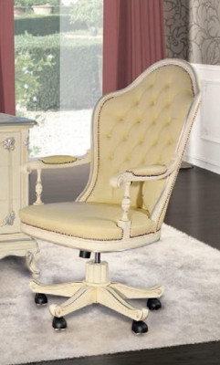 Chaise de bureau Chaise de direction en bois Chesterfield Meubles italiens Blanc pivotant Blanc neuf