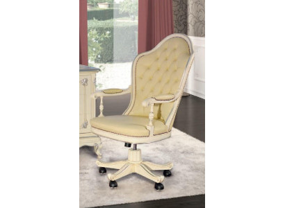 Chaise de bureau Chaise de direction en bois Chesterfield Meubles italiens Blanc pivotant Blanc neuf