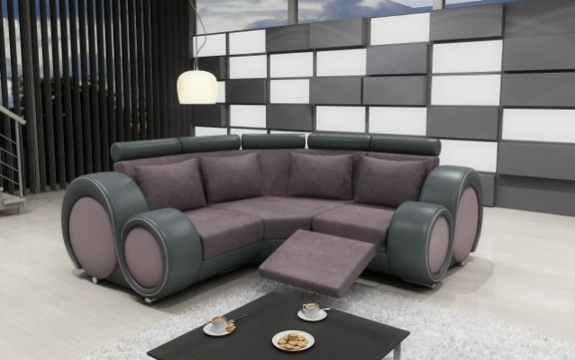 CANAPÉ EN TISSU Canapé d'angle en tissu textile BERLINX avec fonction de relaxation Canapé avec USB