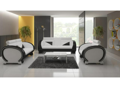 CANAPÉ EN CUIR avec USB SOFA DESIGNER Suite 3+1 COUCH UPHOLSTERY SET Canapé rembourré SOFA