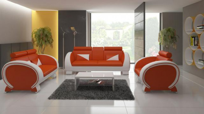 CANAPÉ EN CUIR avec USB SOFA DESIGNER Suite 3+1 COUCH UPHOLSTERY SET Canapé rembourré SOFA