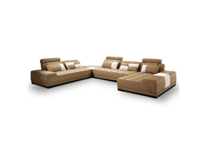 Canapé d'angle en cuir exclusif luxueux en forme de U au design élégant pour un confort maximum