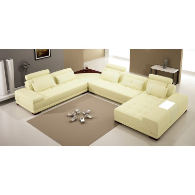 Canapé d'angle en cuir exclusif luxueux en forme de U au design élégant pour un confort maximum