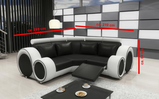 CANAPÉ EN CUIR Paysage vivant CANAPÉ DESIGN Canapé d'angle CANAPÉ BERLIN Suite avec USB