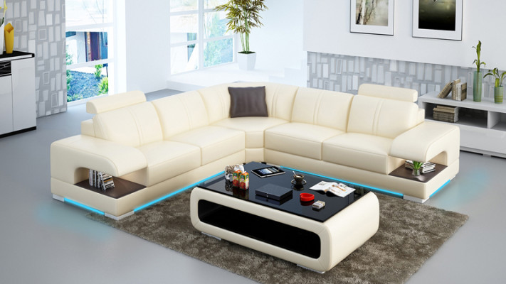 Canapé en cuir Canapé Salon Paysage de vie Canapé d'angle Suite d'angle Canapé d'angle Design Canapé Sofa G8028B