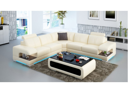 Canapé en cuir Canapé Salon Paysage de vie Canapé d'angle Suite d'angle Canapé d'angle Design Canapé Sofa G8028B