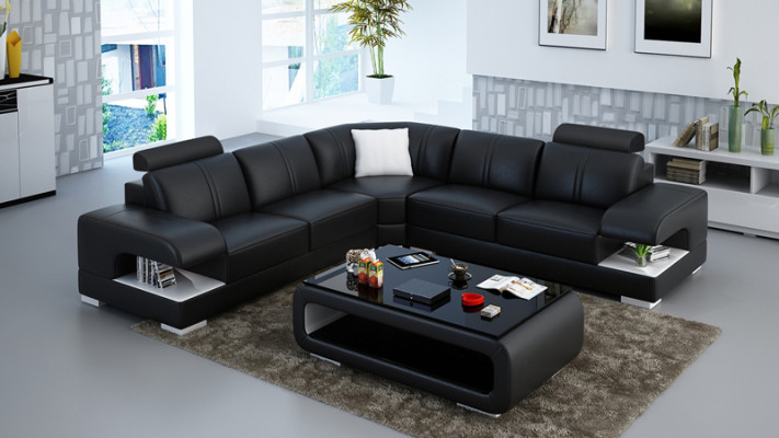 Canapé en cuir Canapé Salon Paysage de vie Canapé d'angle Suite d'angle Canapé d'angle Design Canapé Sofa G8028B