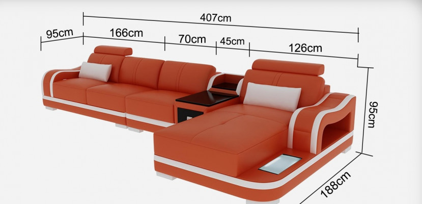 Canapé Sofa en cuir Canapé moderne Paysage de vie Canapé d'angle Suite d'angle Design