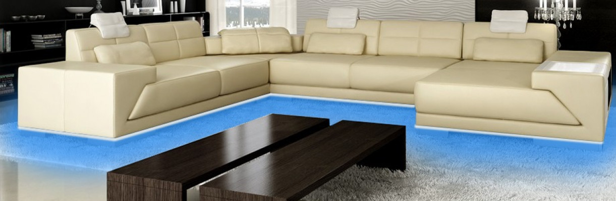 Canapé en cuir canapé design canapé en U canapé d'angle rembourré XXL Big PH3005