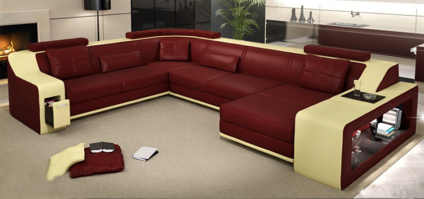 Moderne canapé d'angle confortable avec de larges accoudoirs pour votre maison.