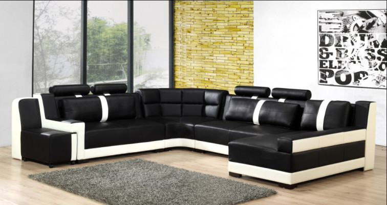 Canapé d'angle Rembourrage Sofa Canapé Paysage vivant Siège Suite d'angle Cuir Textile PH26