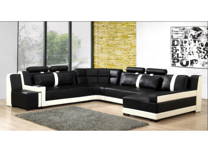 Canapé d'angle Rembourrage Sofa Canapé Paysage vivant Siège Suite d'angle Cuir Textile PH26