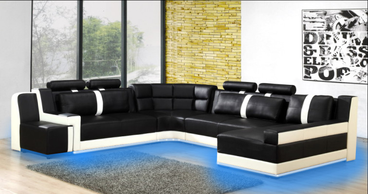 Canapé d'angle Rembourrage Sofa Canapé Paysage vivant Siège Suite d'angle Cuir Textile PH26