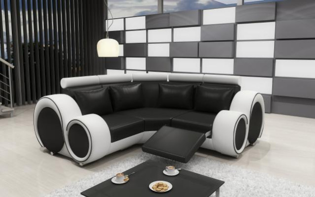 CANAPÉ EN CUIR avec DESIGN USB Canapé d'angle SOFA BERLIN Suite Canapé sur mesure neuf