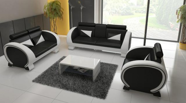 CANAPÉ EN CUIR DESIGN USB Ensembles 3 + 1 en tissu sur mesure Housse de canapé Neuf