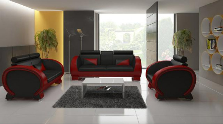 CANAPÉ EN CUIR DESIGN USB Ensembles 3 + 1 en tissu sur mesure Housse de canapé Neuf
