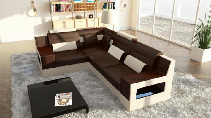 Paysage vivant Canapé USB Rembourrage Angle Canapé d'angle Suite sur mesure Canapé en cuir sur mesure