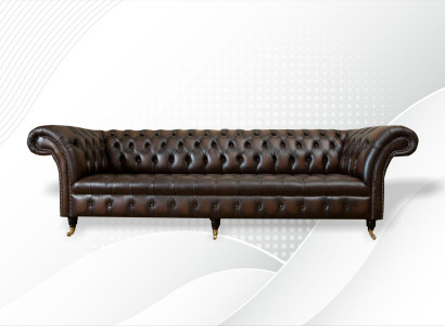 xxl Grand canapé Chesterfield 265cm en cuir Décoratif Canapé 4 places