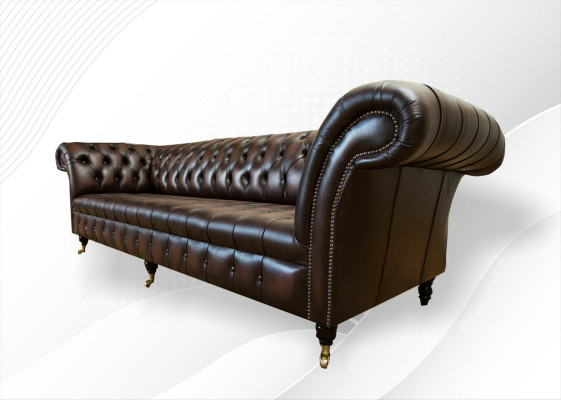 xxl Grand canapé Chesterfield 265cm en cuir Décoratif Canapé 4 places