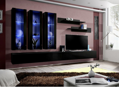 Unité murale de design moderne pour téléviseur, meuble bas en bois pour salon, aménagement de meubles d'étagères murales