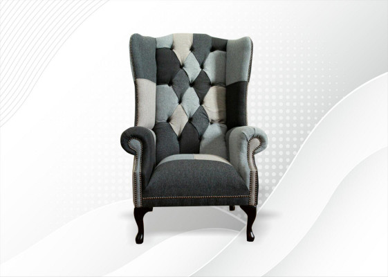 Siège d'aile classique Chesterfield de luxe 1 place en tissu rembourré seul nouveau