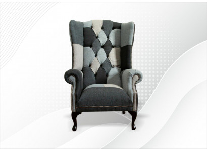 Siège d'aile classique Chesterfield de luxe 1 place en tissu rembourré seul nouveau