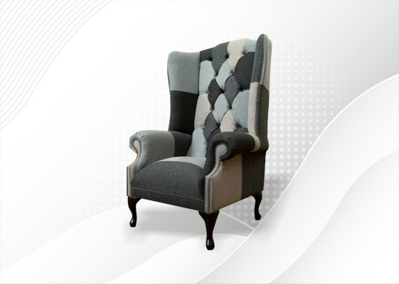 Siège d'aile classique Chesterfield de luxe 1 place en tissu rembourré seul nouveau
