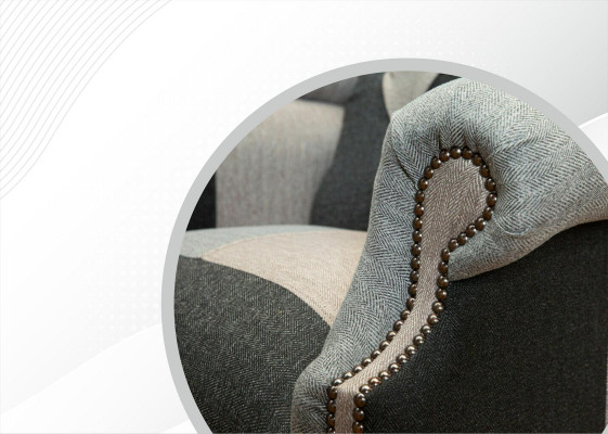 Siège d'aile classique Chesterfield de luxe 1 place en tissu rembourré seul nouveau