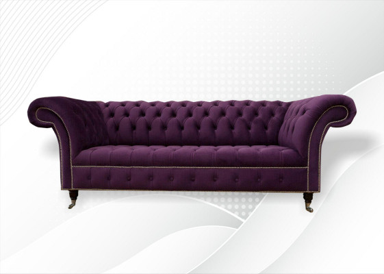 Canapé XXL 3 places Chesterfield en tissu cuir.